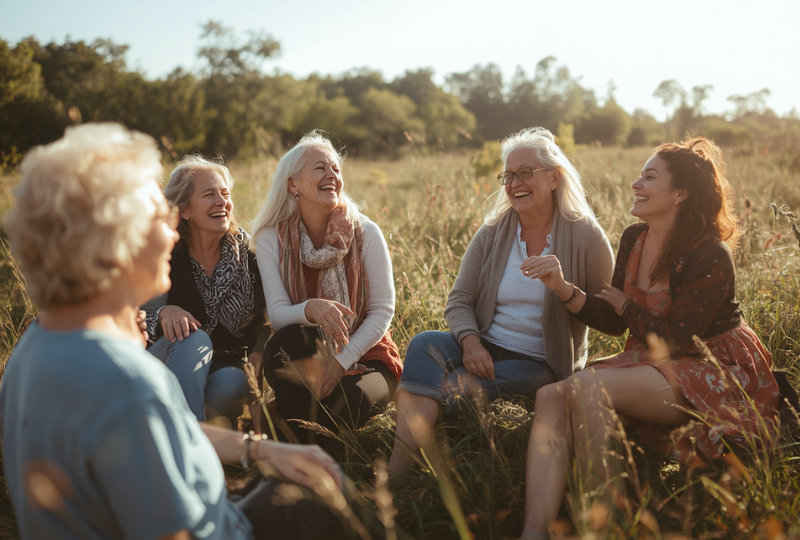 Women socialize before a yoni steam