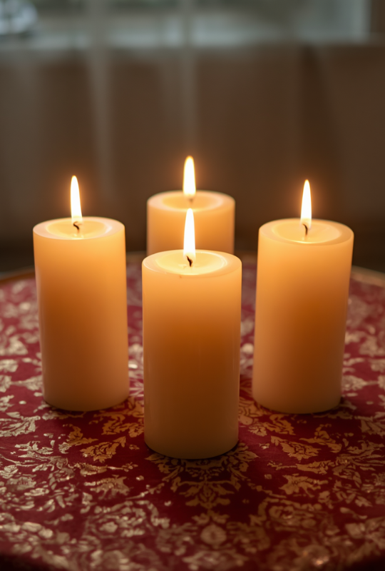2 candles on an altar at the erotic wisdom salon