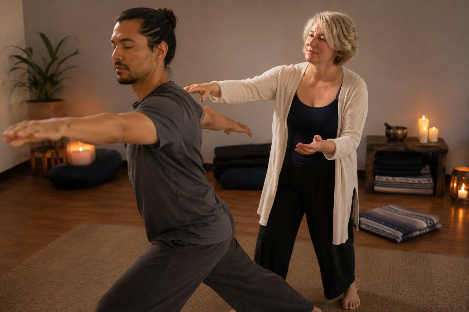 Dakini Leah guides a referred client with inspired movement
